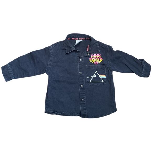 Pink Floyd Dark Side of The Moon Black Denim Jacket Shirt Toddler Size 2T - Picture 1 of 7
